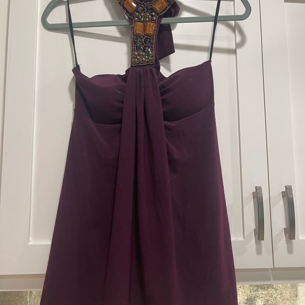Elegant Purple Beaded Women's Dress